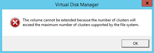 unable-to-extend-cluster-size